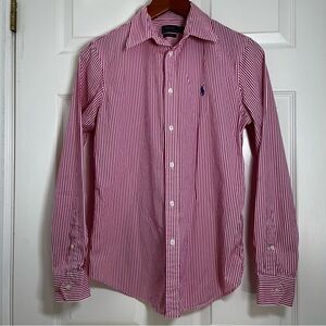 Ralph Lauren Women's Red Striped Top